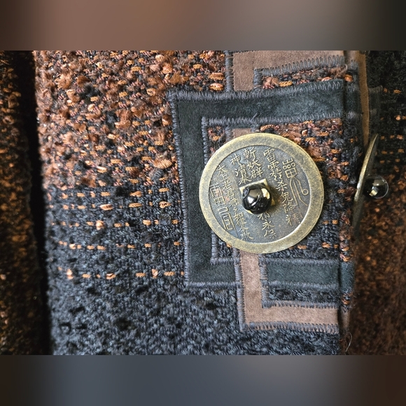 KATHLEEN WEIR-WEST Unique Handwoven Designer Two-Tone Women's Coat. Size Sm-M - Picture 3 of 15